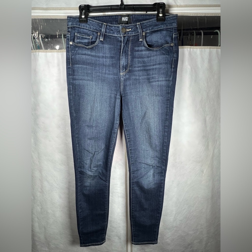 Paige Women’s Hoxton Ankle Stretch Jeans Dark Blue Wash Size 29x28